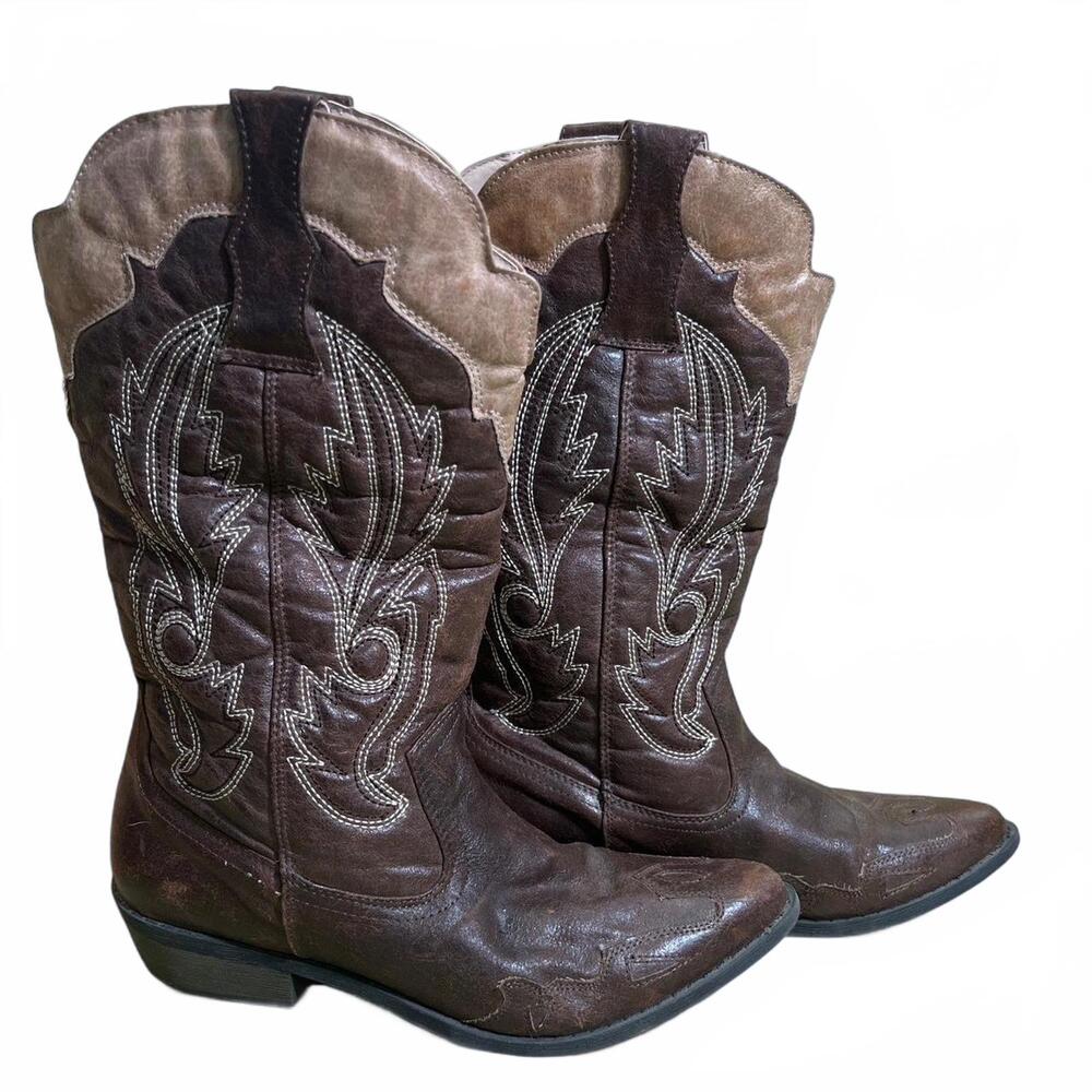 Coconuts by Matisse Cimmaron Faux Leather Cowboy Boots Womens Size 8.5 EU 39